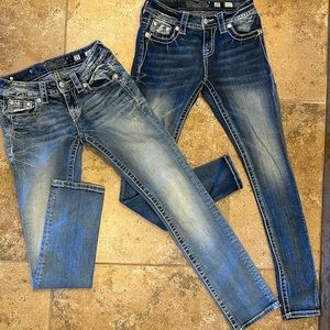 2 pairs of Miss Me Jeans size 25. One skinny, one straight leg